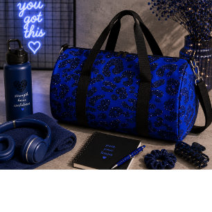 Bolso De Deporte Grande Patrón de leopardo Purpurinoso azul