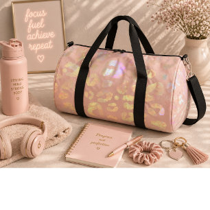 Bolso De Deporte Grande Patrón de leopardo rosado metálico