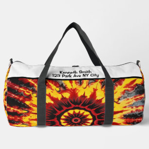 Bolso De Deporte Grande Patrón de mandala de teñido con monograma personal