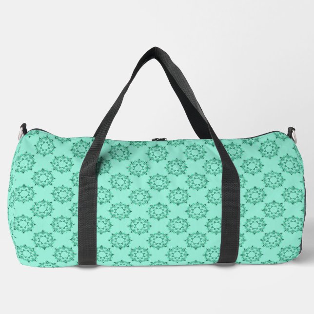 Bolso De Deporte Grande Patrón de Mandala Verde azulada de Pastel Geométri (Anverso)