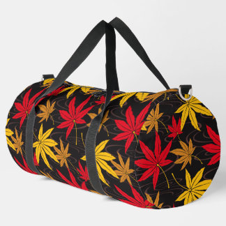 BOLSO DE DEPORTE GRANDE PATRÓN DE MAPLE JAPONÉS EN NEGRO