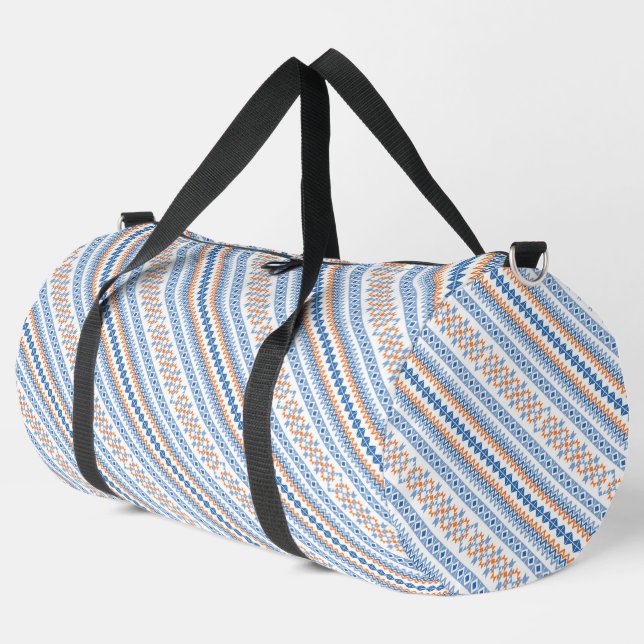 Bolso De Deporte Grande Patrón de motivos tribales azteca azul lindo naran (Esquina izquierda)