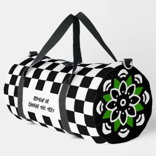 Bolso De Deporte Grande Patrón de negro y blanco de verificación