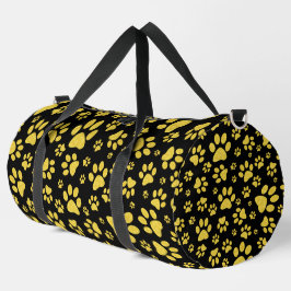 Bolso De Deporte Grande Patrón de patas de metal dorado sobre fondo negro