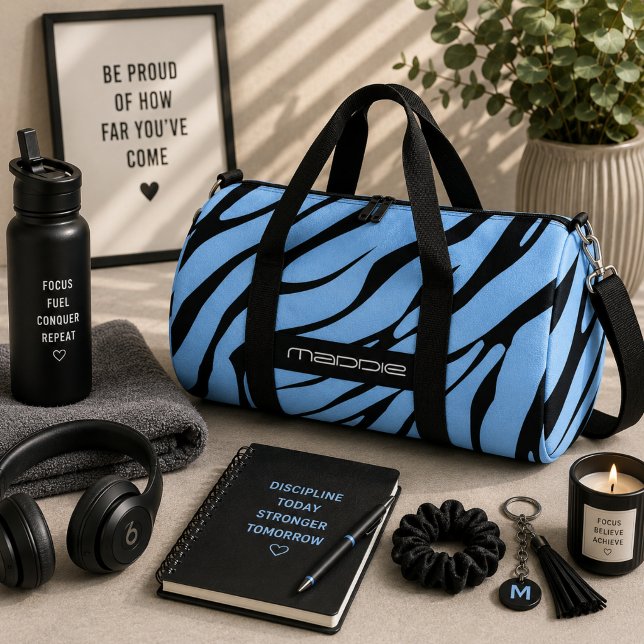 Bolso De Deporte Grande Patrón de rayas de cebra azul (Subido por el creador)