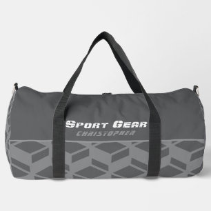 Bolso De Deporte Grande Patrón de repetición moderno gris