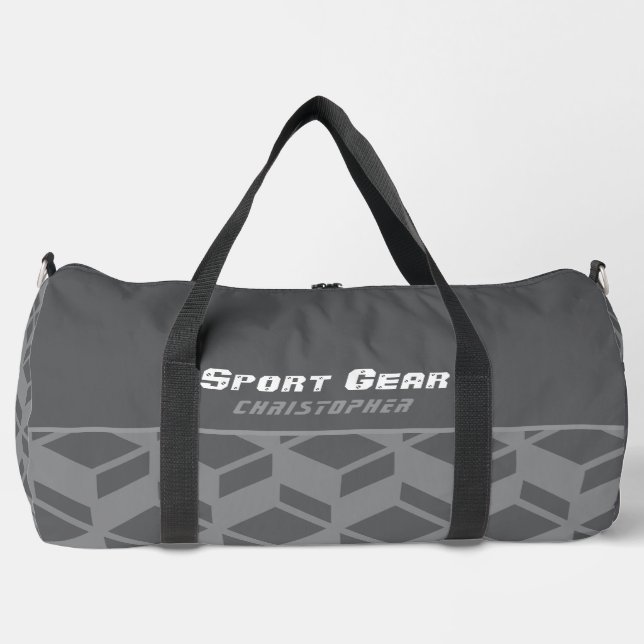 Bolso De Deporte Grande Patrón de repetición moderno gris (Anverso)