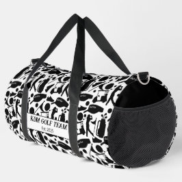 Bolso De Deporte Grande Patrón de silueta de golf clásico blanco y negro