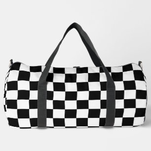 Bolso De Deporte Grande Patrón de tablero de cheques en blanco y negro