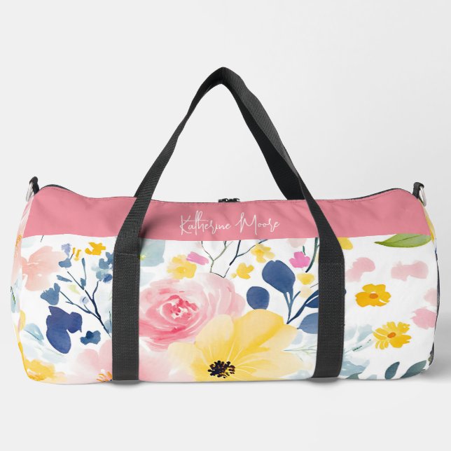 Bolso De Deporte Grande Patrón floral acuático moderno (Anverso)