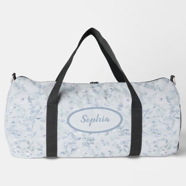 Bolso De Deporte Grande Patrón floral azul Pastel (Anverso)