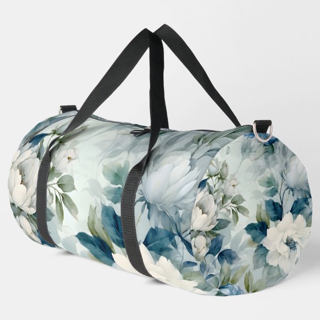 Bolso De Deporte Grande Patrón floral blanco elegante (Esquina izquierda)