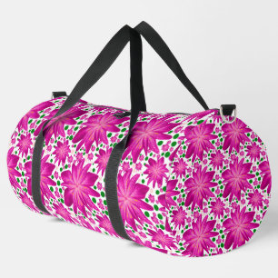 Bolso De Deporte Grande Patrón floral continuo de color rosa intenso