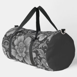 Bolso De Deporte Grande Patrón floral monocromo vintage