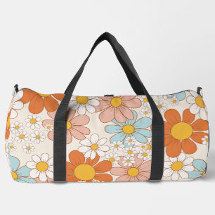Bolso De Deporte Grande Patrón Floral Retro Groovy Sin Costuras de Margari