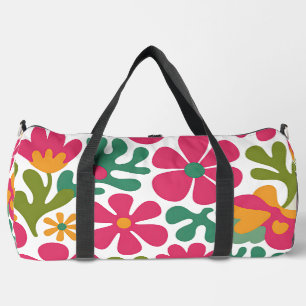 Bolso De Deporte Grande Patrón floral retro rosa sin costuras