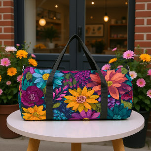 Bolso De Deporte Grande Patrón floral vibrante