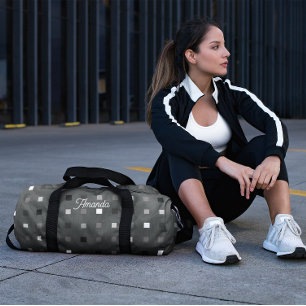 Bolso De Deporte Grande Patrón gris negro de píxeles juguetones