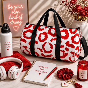 Bolso De Deporte Grande Patrón Leopardo Rojo