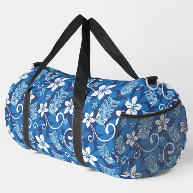 BOLSO DE DEPORTE GRANDE PATRÓN LUAU TIKI (AZUL BRILLANTE) (Esquina derecha)