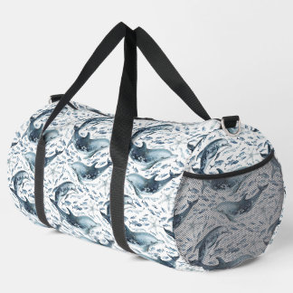 Bolso De Deporte Grande Patrón náutico con delfines y peces