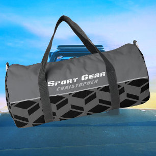 Bolso De Deporte Grande Patrón repetido moderno Gris negro