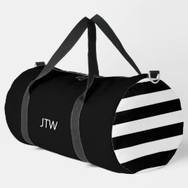 Bolso De Deporte Grande Patrón simple de bandas monográficas en blanco y n