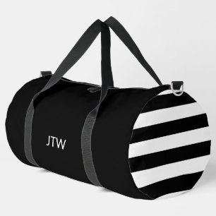 Bolso De Deporte Grande Patrón simple de bandas monográficas en blanco y n