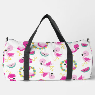 Bolso De Deporte Grande Patrón tropical, flamencos, sandías, flores
