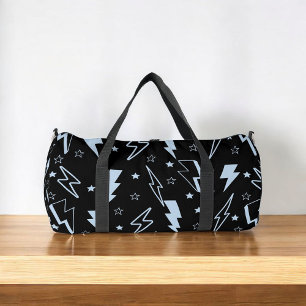 Bolso De Deporte Grande Patrón Y2K de fondo negro azul Lightning