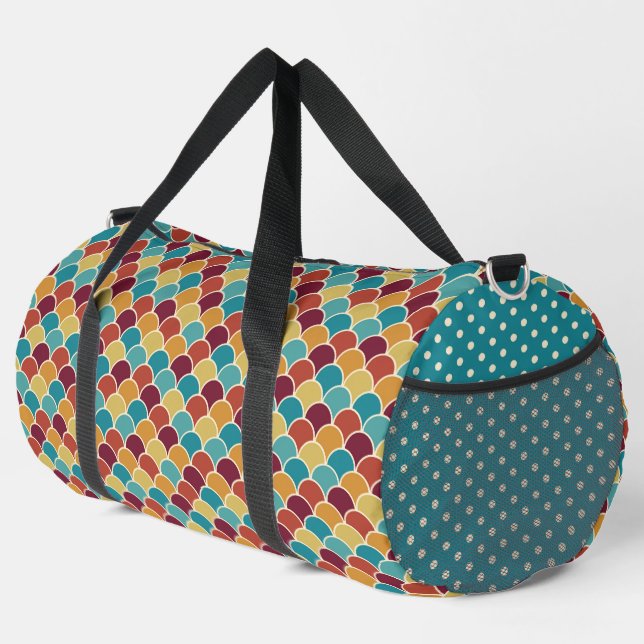 Bolso De Deporte Grande PATRONES AMARILLOS DE NARANJA ROJO verde azulado (Esquina derecha)