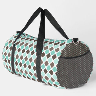 BOLSO DE DEPORTE GRANDE PATRONES VERDES Y MARRONES PASTEL MINT