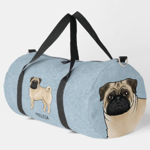Bolso De Deporte Grande Perro De Caricatura De Fawn Pug Cute Con Nombre Pe