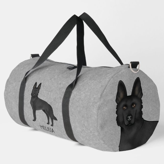 Bolso De Deporte Grande Perro Pastor Alemán Negro Y Nombre Personalizado G (Esquina izquierda)