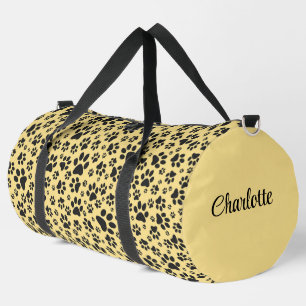 Bolso De Deporte Grande Perro Paws Black and White Polka Dot sobre la crem