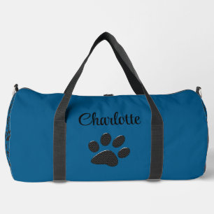 Bolso De Deporte Grande Perro traza polka negro y blanco punto azul
