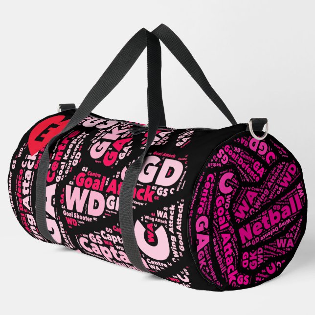 Bolso De Deporte Grande Personalised Black And Pink Netball  (Esquina izquierda)