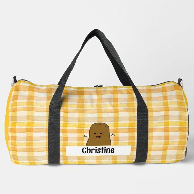 Bolso De Deporte Grande Personalizado de papa marrón amarillo (Anverso)