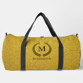 Bolso De Deporte Grande Personalizado Monograma Negro y Dorado con Brillo 