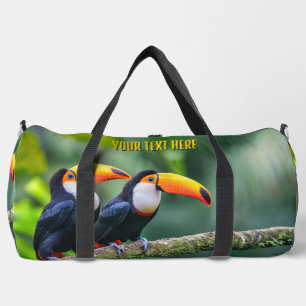 Bolso De Deporte Grande Personalizado Texto Toucanes tropicales