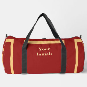 Bolso De Deporte Grande Personalizar Con Tus Iniciales Tiras De Crema Rojo