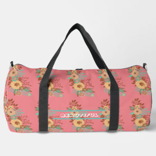 Bolso De Deporte Grande Personalizar moderno boho floral rosado