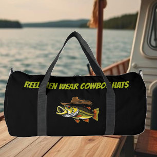 Bolso De Deporte Grande Pescado gracioso con un Gorra de Cowboy-