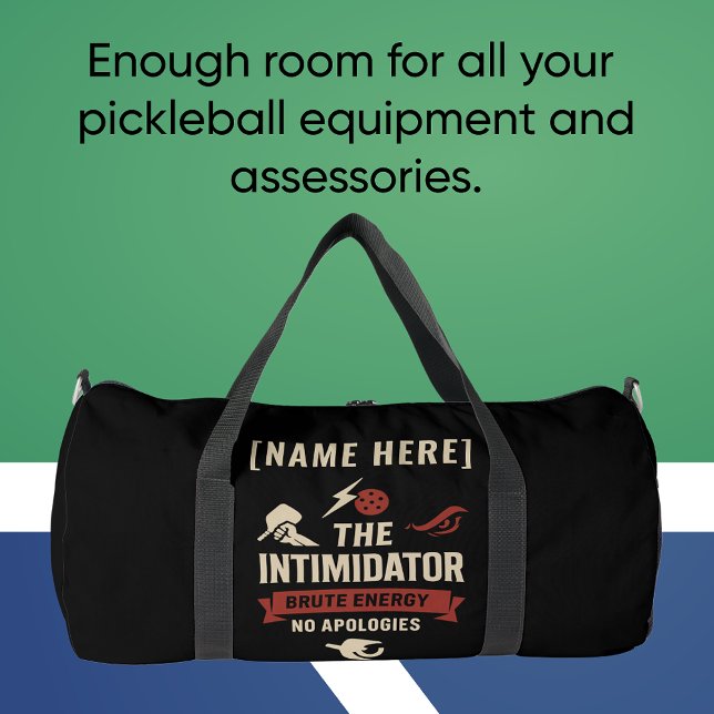 Bolso De Deporte Grande Pickleball Gym Bag Featuring The Intimidator (PICKLEBALL PERSONALIZED NAME GYM BAG)
