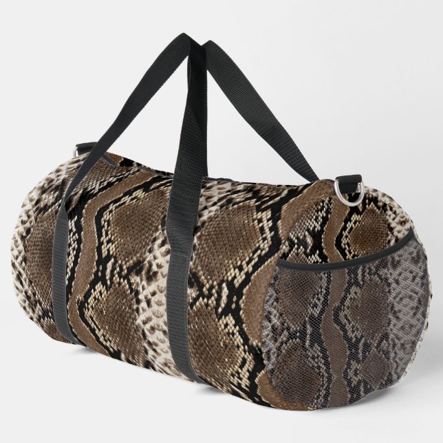 Bolso De Deporte Grande Piel de Serpiente Pitón Reticulada Falsa (Esquina derecha)