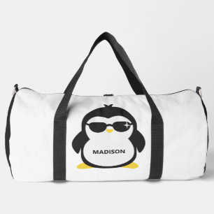 Bolso De Deporte Grande Pingüino fresco de nombre personalizado