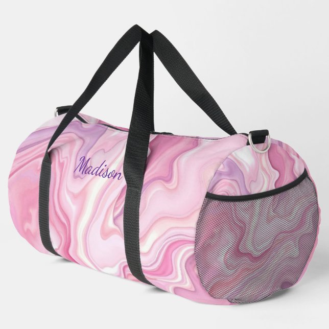 Bolso De Deporte Grande Pink Liquid Abstract Design (Esquina derecha)
