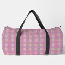 Pink Plaid Duffel Bag, Large