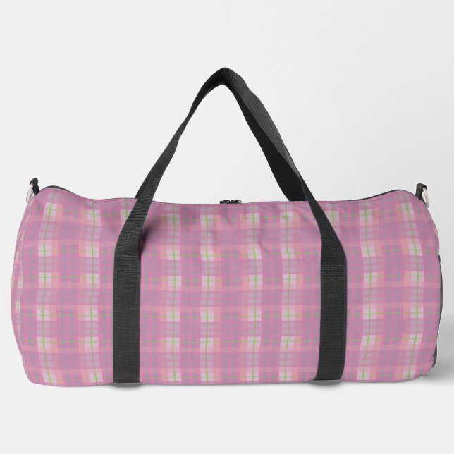 Bolso De Deporte Grande Pink Plaid Duffel Bag, Large (Anverso)