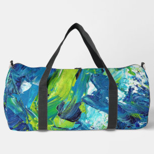 Bolso De Deporte Grande Pintura acrílica abstracta en azul